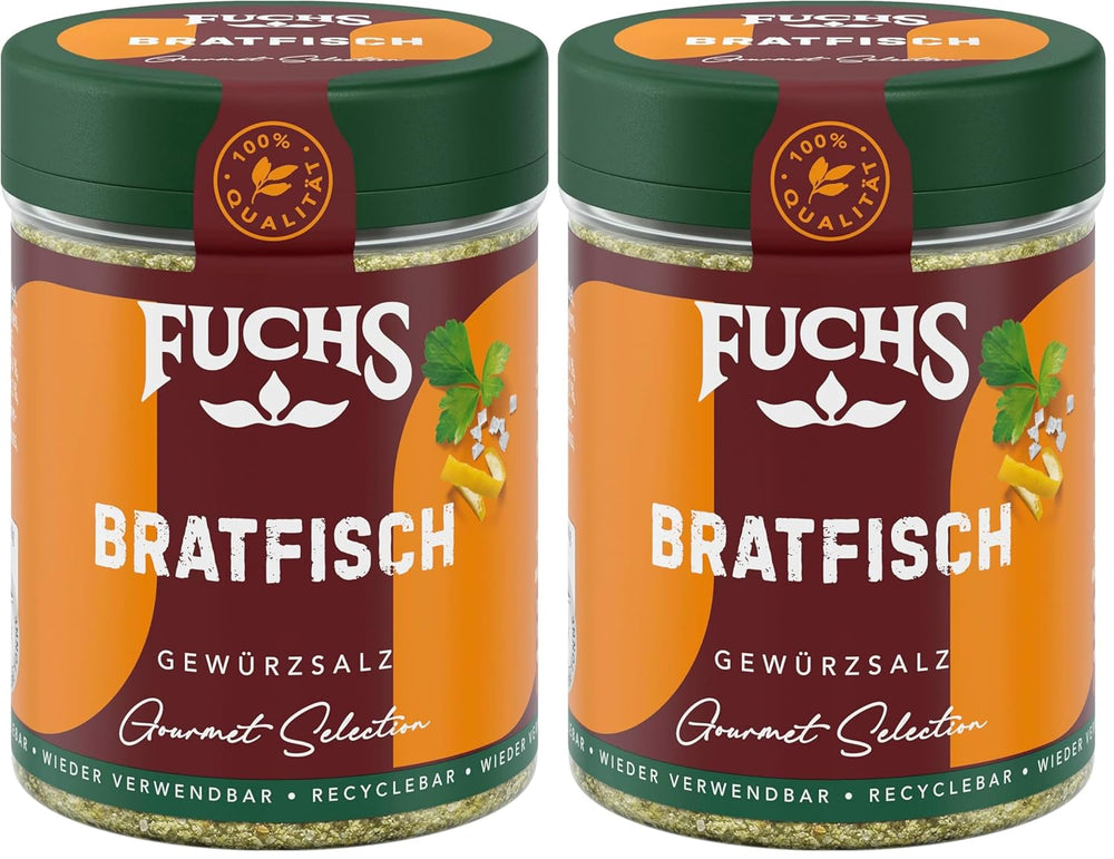 Fuchs Gourmet Selection Klassisch/Heimisch – Bratkartoffel Gewürzsalz, nachfüllbares Kartoffel Gewürz, Salz zum Würzen von Brat- & Ofenkartoffeln, Pommes Frites & Co, vegano, 70 g