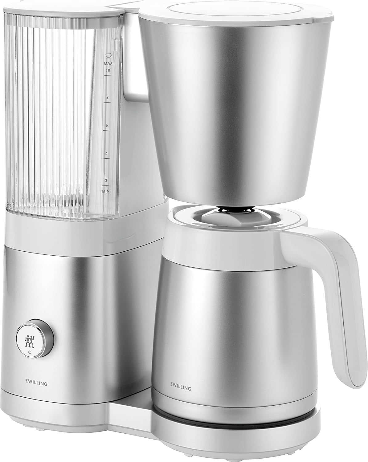 ZWILLING ENFINIGY Espressor cu filtru cu carafă din sticlă de 1,5 l, espressor cu boiler din oțel inoxidabil, funcție Blooming și detartrare inteligentă, plastic, argintiu