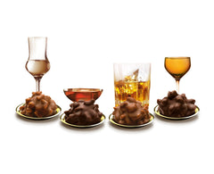 Finas Gotas de Brandies Nueces Clásicas 250g Bombones de Chocolate Rellenos Líquidos con Glaseado de Chocolate con Leche y Trozos de Avellanas Crujientes