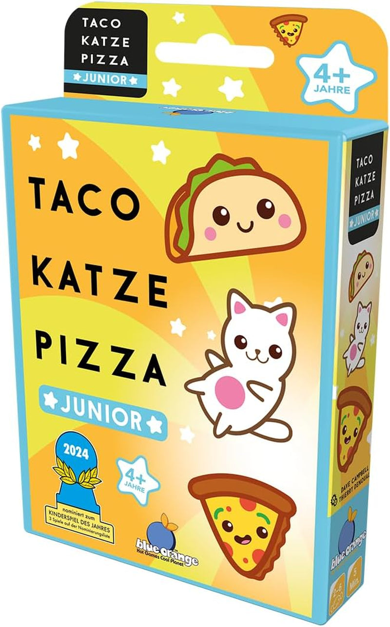 Albastru Portocaliu, Taco Cat Pizza Junior, joc pentru copii, joc de cărți, nominalizat la Jocul Anului pentru Copii 2024, 2-6 jucători, vârste 4+, 5 minute, germană