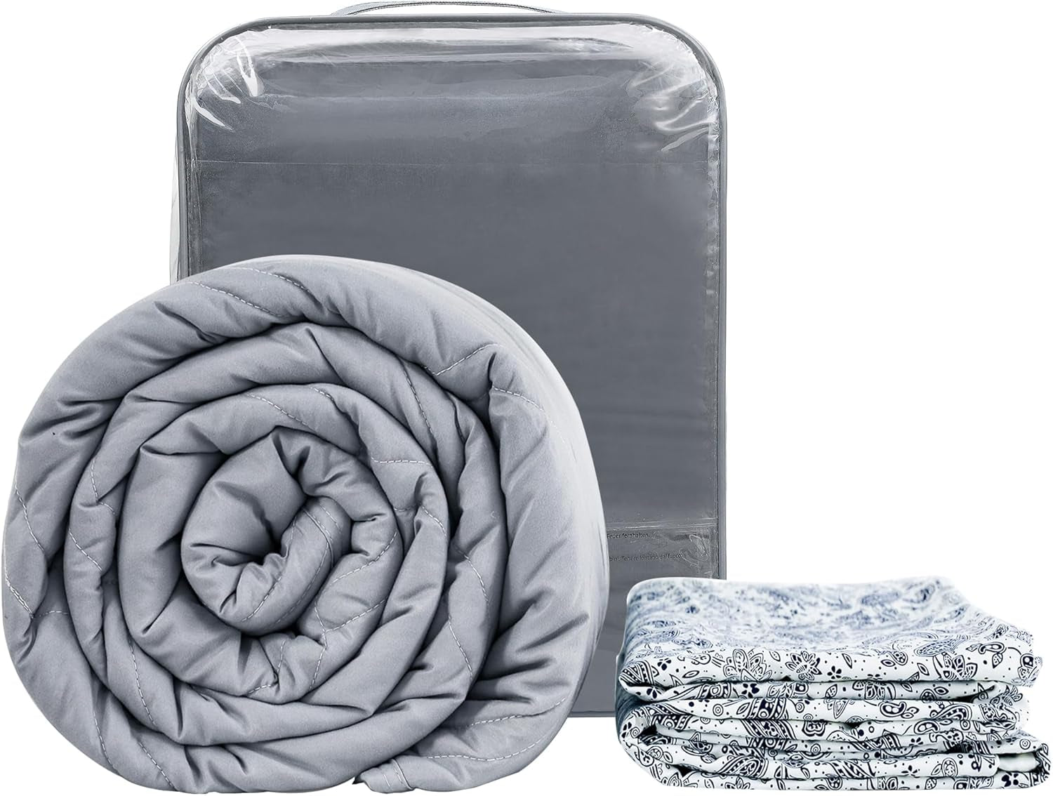 Winthome Pătură ponderată cu capac de plapumă 150X205Cm 10.4Kg, pătură ponderată confortabilă, pătură de terapie anti-stres, pătură grea pentru somn profund și recuperare mai bună, pătură grea pentru adulți (gri) Paturi si Cuverturi Besuche den Winthome-Store Model alb 130X190Cm-6Kg