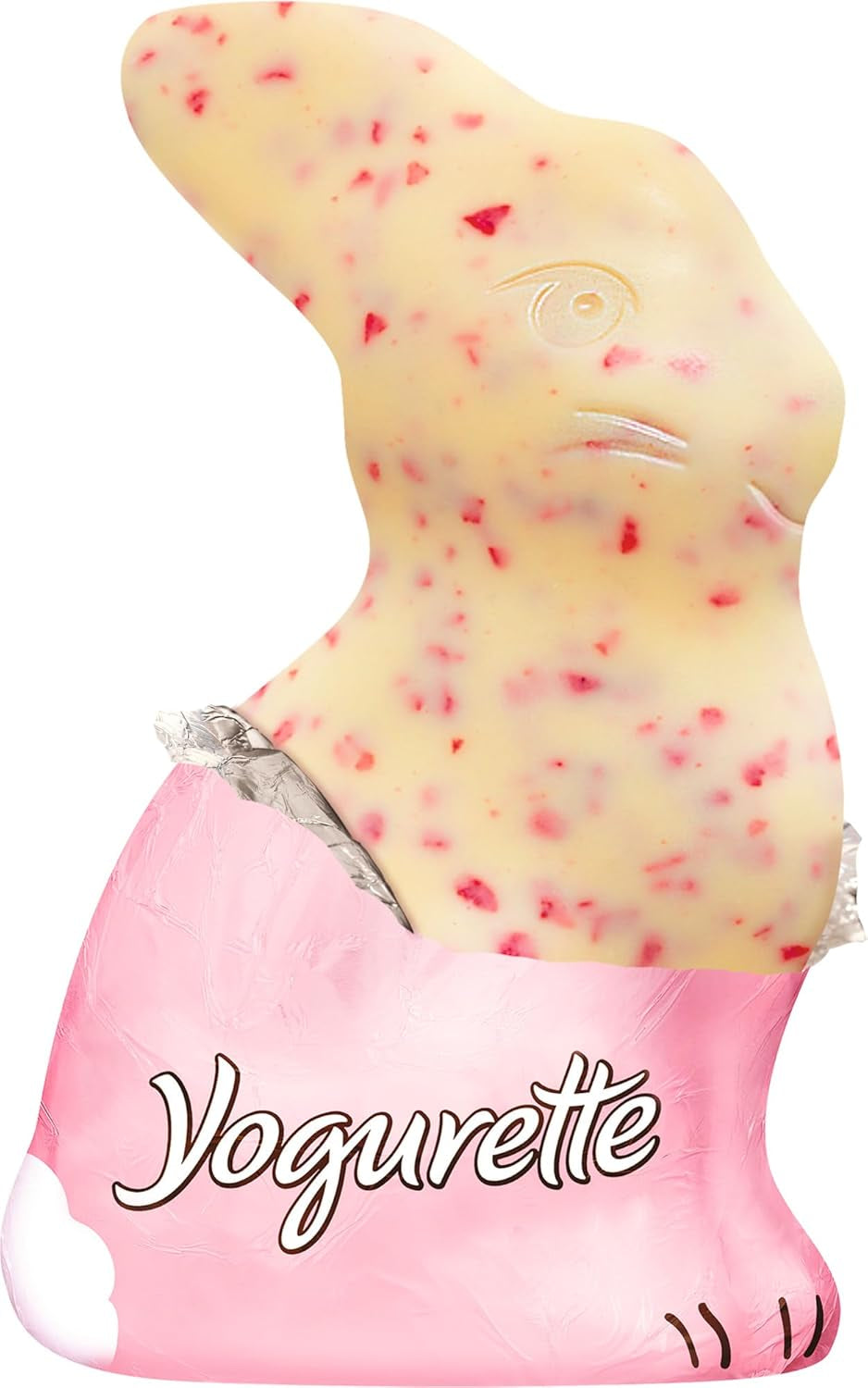 Conejito de Pascua con Yogur 75g – Conejito de Chocolate para Pascua – Chocolate Blanco con Yogur y Chips de Fresa Afrutado – Conejito de Chocolate para Pascua y Cesta de Pascua – Regalo de Chocolate – Regalo de Pascua