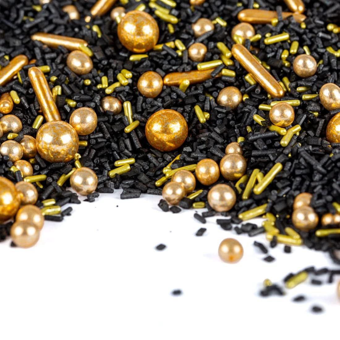 Super Streusel, Gold Rush Decoración Sprinkles Oro Negro Naty Shop