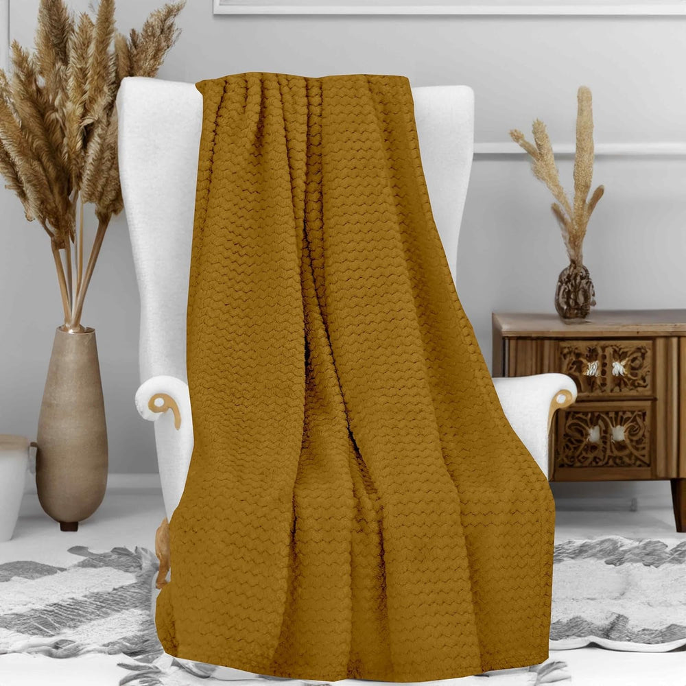 Manta soleil d'ocre, 180 x 220 cm, capullo, amarillo mostaza Camas y mantas Besuche den Soleil d'Ocre-Store