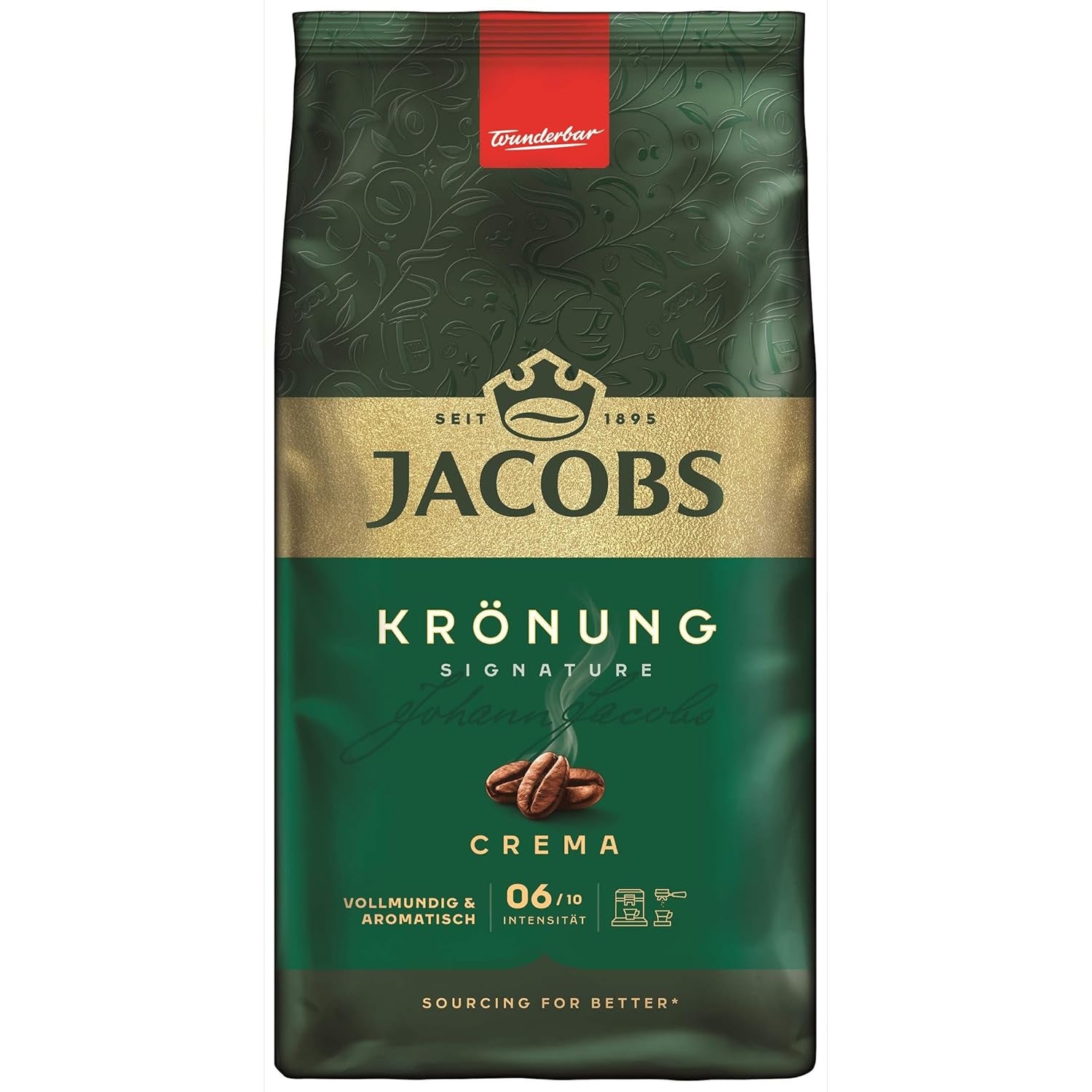 Jacobs Krönung Crema, Cafea boabe întregi, pachet de 4 (4 x 1000 g)