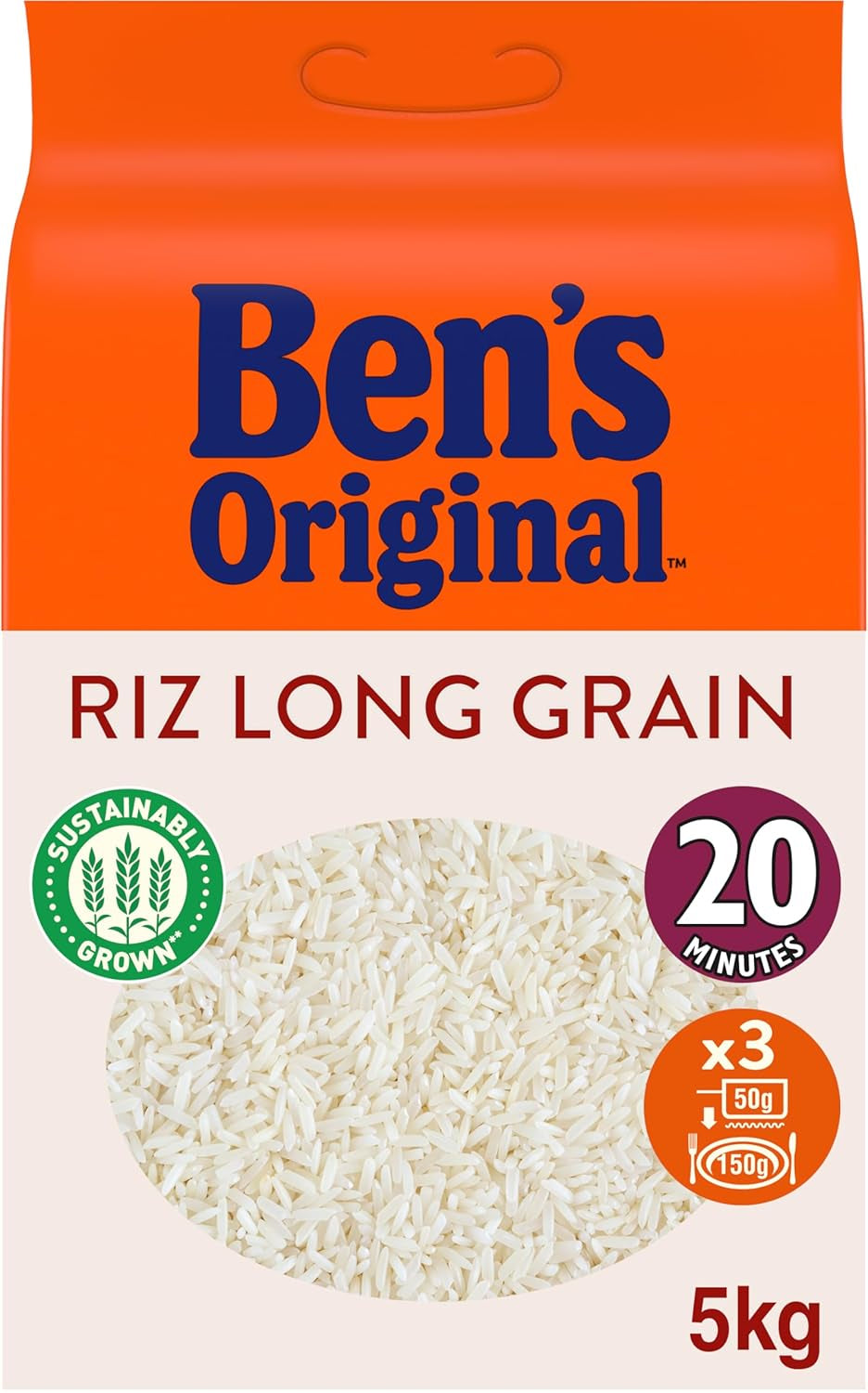 BEN'S ORIGINAL™ Arroz Grano Largo, Cocido en Bolsa, 9 x 500g, 20 minutos