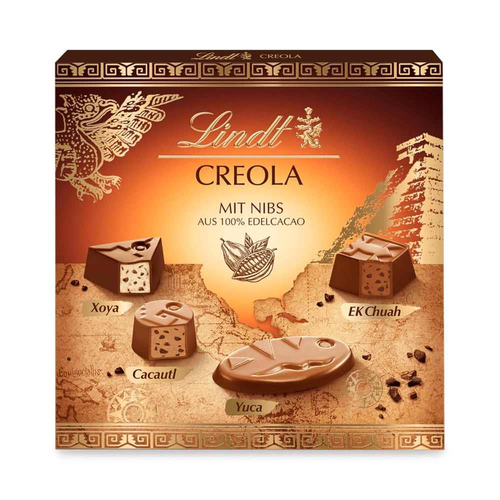Chocolate Lindt | Caja de praliné criollo | 165g | 15 bombones en 4 deliciosas variedades, elaborados 100% con cacao fino, sin alcohol | Set de regalo de chocolates
