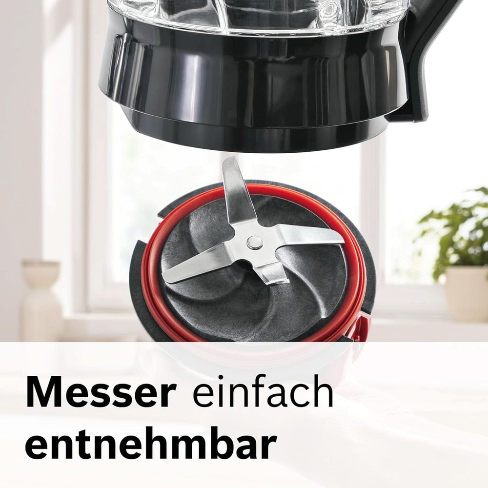 Bosch Batidora de pie Vitapower Serie 4 MMB6172SN, Verbesserte Version, 10 Jahre Motorgarantie, Edelstahl-Klingen, 1.5L Glassbehälter, Spülmaschinenfeste Teile, 30.000 U/Min, 1200 W, Silver Kitchen Naty Shop