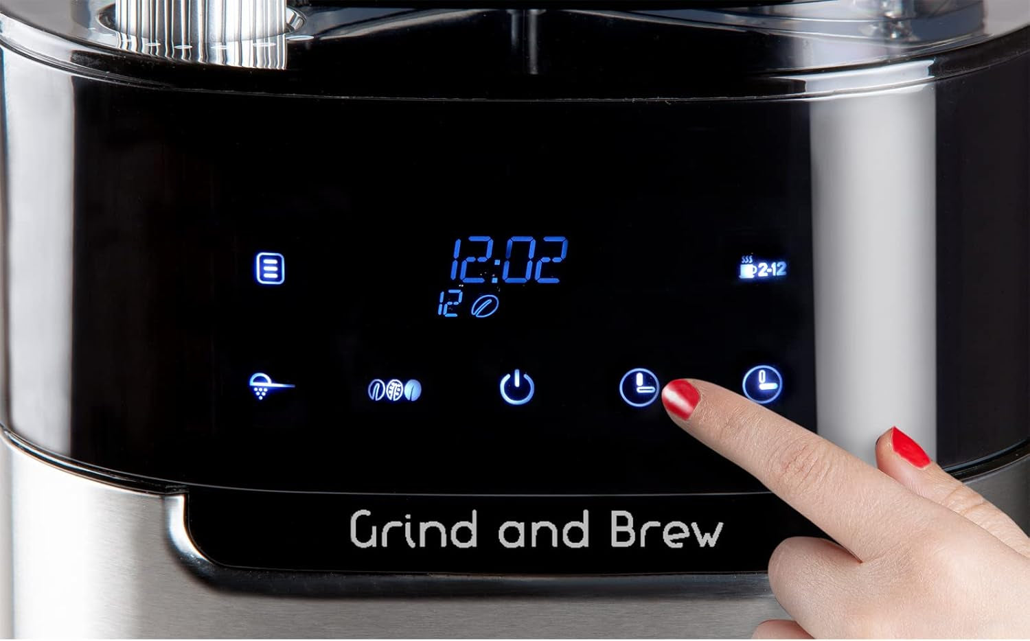 Espressor DOMO DO721K „Grind and Brew” - Funcție Boab-to-Cup - Afișaj LCD - Pentru cafea măcinată sau boabe întregi - 1,5 L