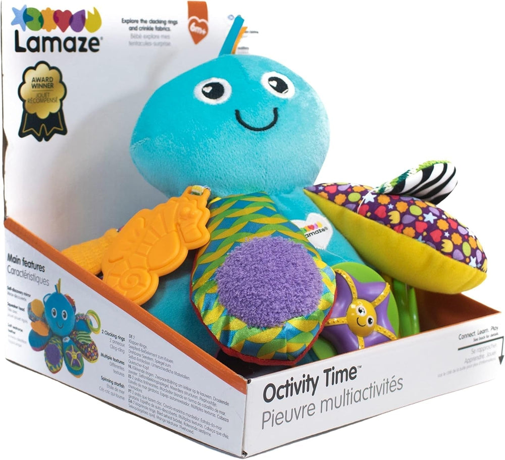 LAMAZE Octivity Time Baby Jucărie senzorială, bebeluș moale pentru joacă și descoperire, Octopus Toddler potrivit de la 6 luni, băieți și fete de peste 1 an Jucarii Bebe Naty Shop