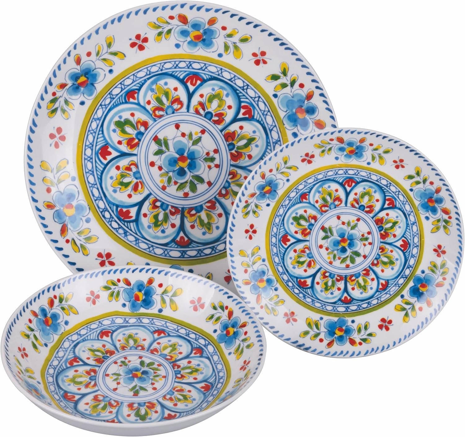 Serviciu de masă din porțelan cu 18 piese, 6 seturi diferite de farfurii, Andaluzia