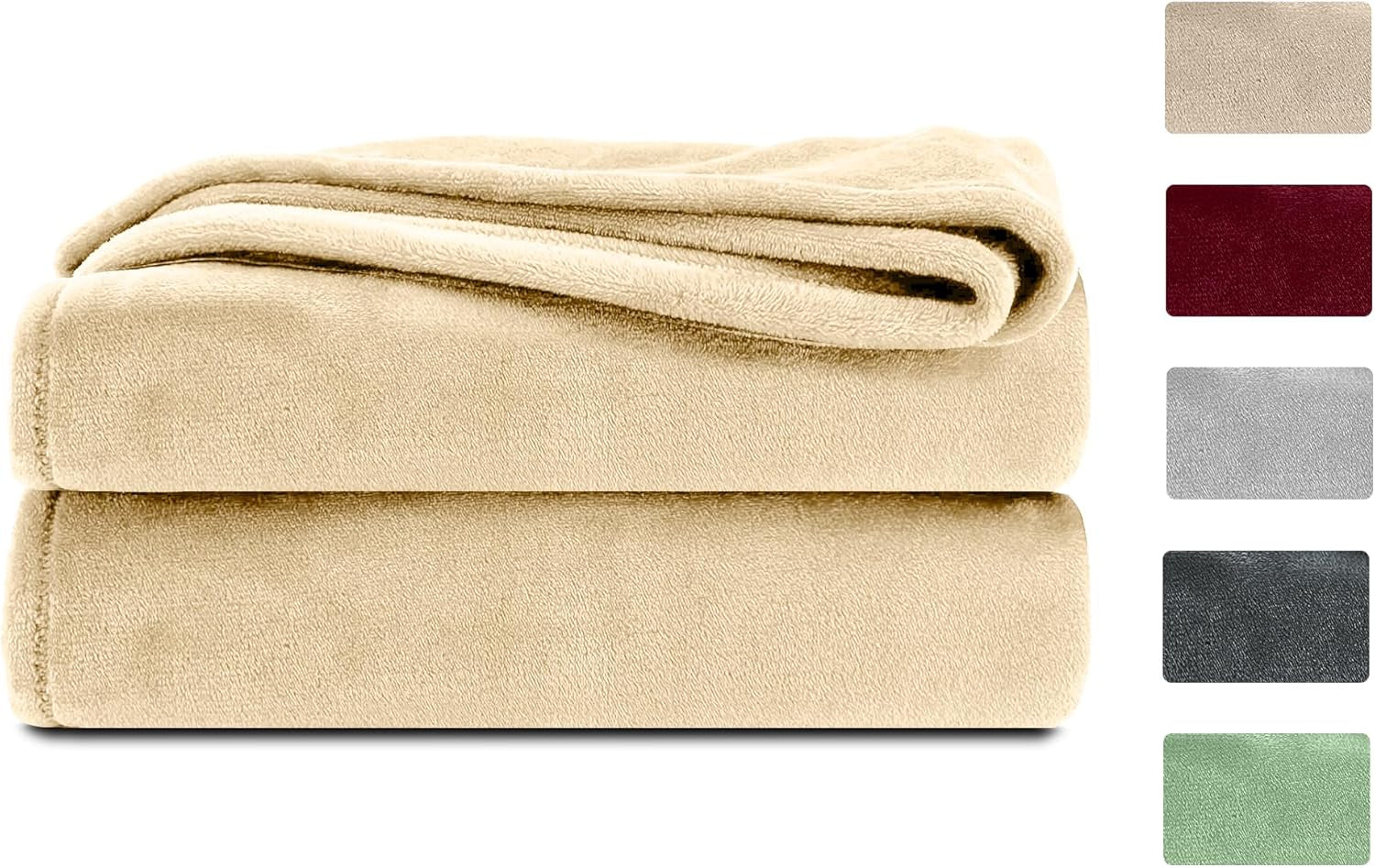 Komfortec manta mullida, cómoda manta, manta polar, certificado Oeko-Tex, súper suave, 150X200 cm, 260 g/m², beige Camas y mantas Besuche den Komfortec-Store Beige arena 220 x 240 cm