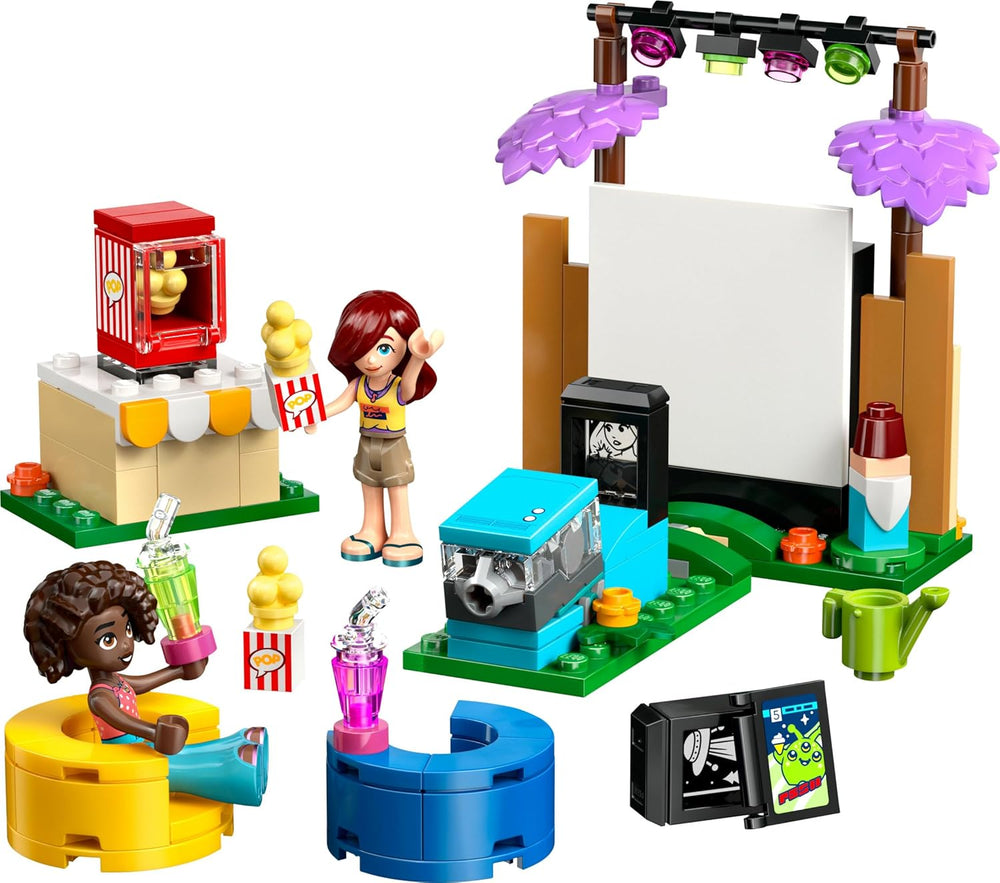 LEGO Friends Noche de Película de la Amistad, juguete para niñas mayores de 6 años - incl. 2 minimuñecos, una pantalla y un proyector de ladrillos luminosos - Set de construcción creativa - 42642
