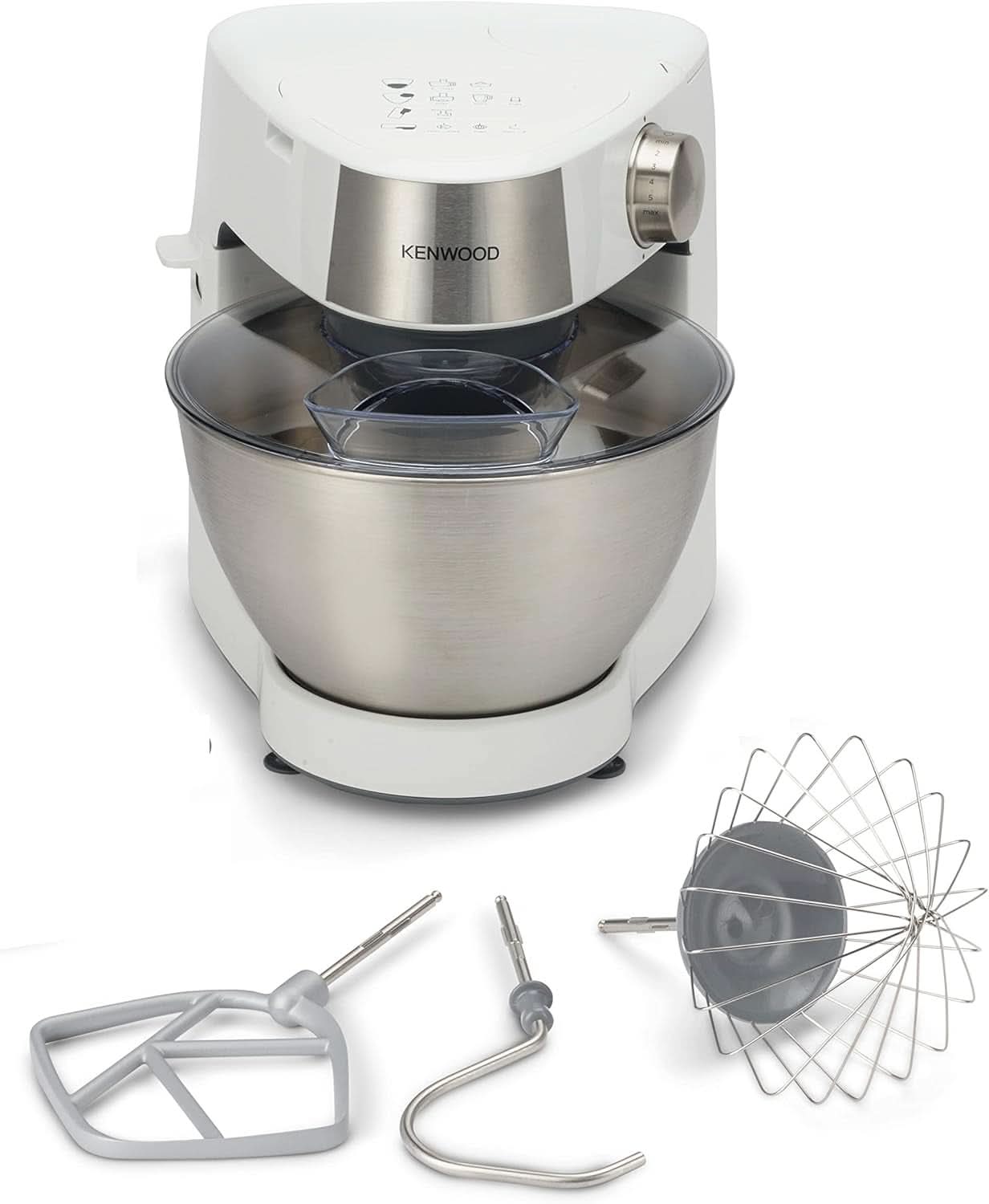 Kenwood Prospero+ KHC29A.R0SI Máquina de cocina, 4,3 L Edelstahlschüssel, Inkl. 10-Teiligem Zubehör-Set Mit Fleischwolf, Glas-Mixer, Zitruspresse, Entsafter Und Mehr, Inkl. Easyweigh Waage, 1000W, Plata Madre e Hijo Naty Shop Weiß Inkl. 3 accesorios
