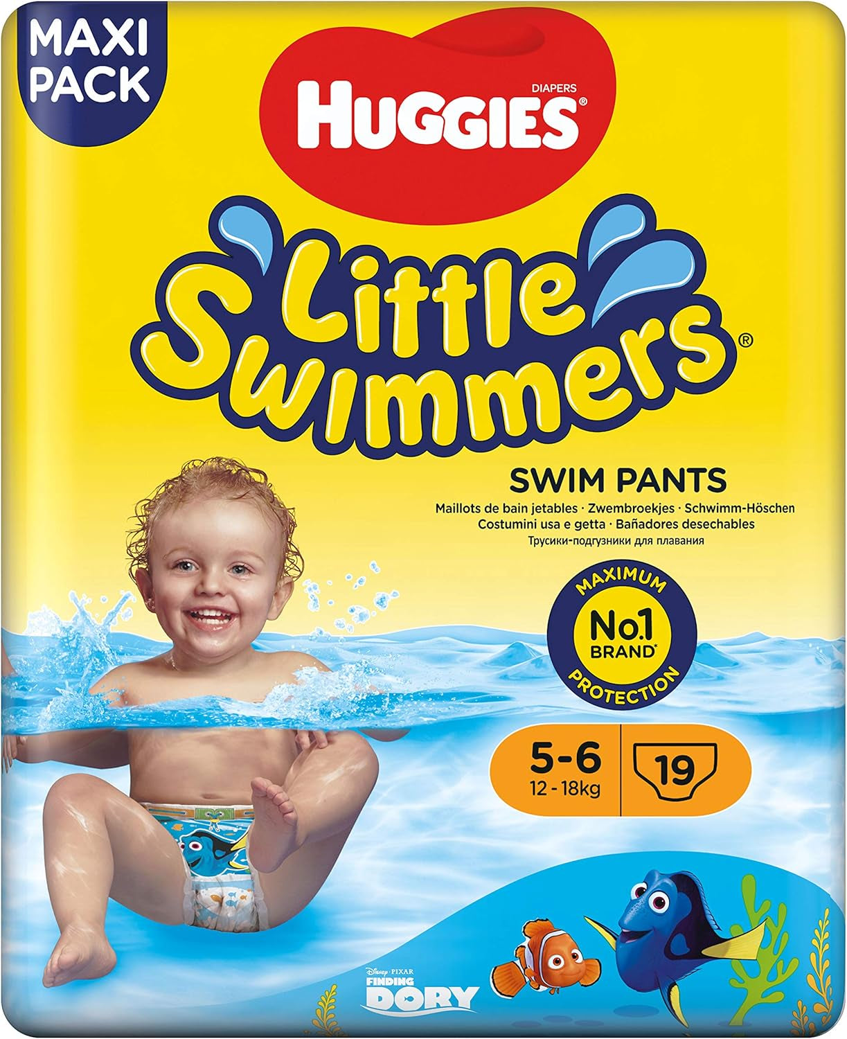 Pañales de natación Huggies Little Swimmers talla 5/6 (12-18 kg), 1 paquete de 19 piezas