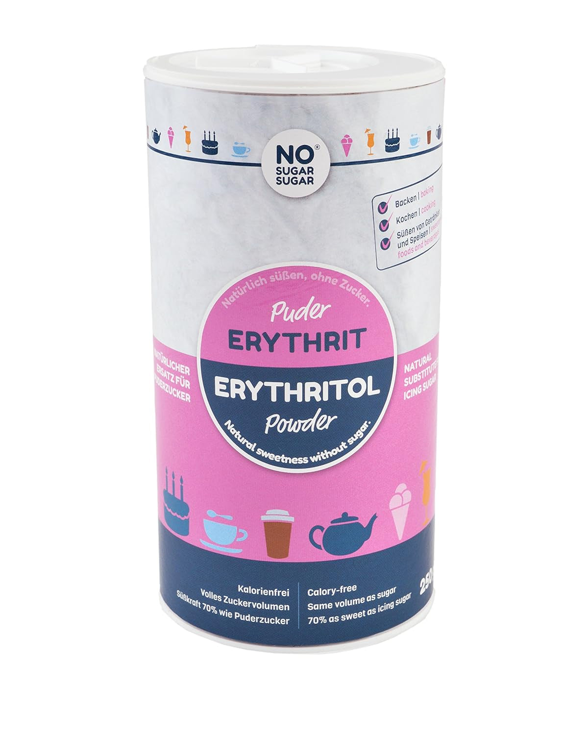 Nosugarsugar Erythrit Puder Streudose - Puderzuckerersatz Kalorienfrei, paquete 19Er (19 X 250 G) Edulcorantes Naty Shop Título predeterminado