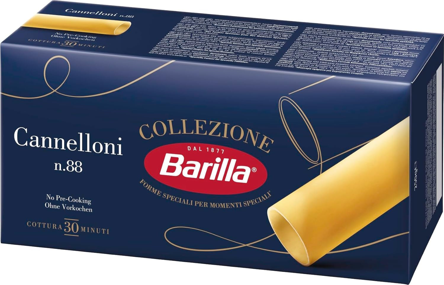 Barilla Collezione Canelones Pasta de trigo duro de alta calidad Siempre al dente Paquete de 12 (12 x 250 g)