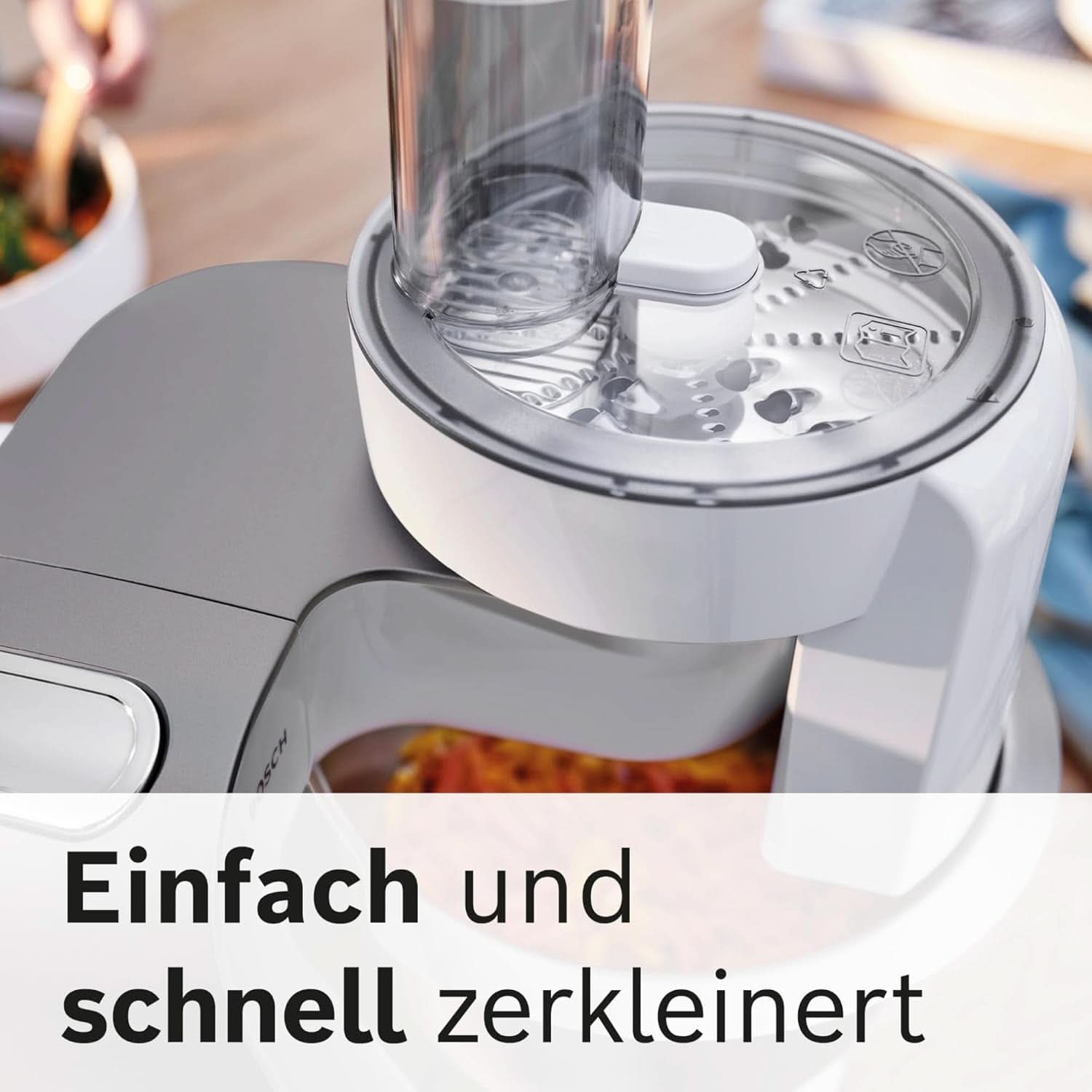 Bosch Küchenmaschine Serie 4 MUM56340, Schüssel 3,9 L, Batidora 1,25 L, Fleischwolf, Zitruspresse, Planetenrührwerk, Knethaken, Schlag-, Rührbesen, Durchlaufschnitzler, 3 Scheiben, 900 W, Silber/Grau Mother and Child Naty Shop