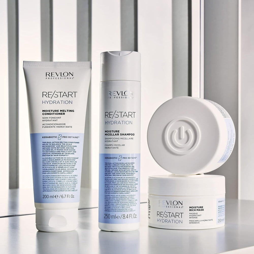 RE/START Hydration Moisture Rich Mask, 250 ml, mască de păr hidratantă pentru păr uscat, mască pentru îngrijire bogată și de lungă durată, tratament regenerant pentru păr împotriva încrețirii Masca de par Naty Shop