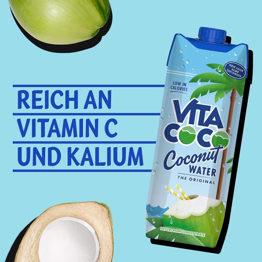 Vita Coco Agua Pura de Coco 6 x 1 litro, crema hidratante natural con electrolitos, sin gluten, llena de vitamina C y potasio Naty Shop