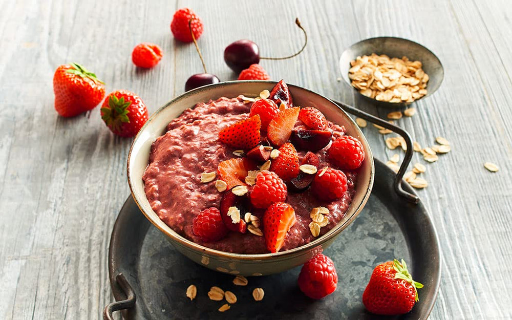 RUF Smoothie Bowl Berry Bunch Avena Desayuno Snack con bayas y semillas de chía, rápido y fácil de preparar, vegano, 1 bolsa de 50 g (paquete de 3)