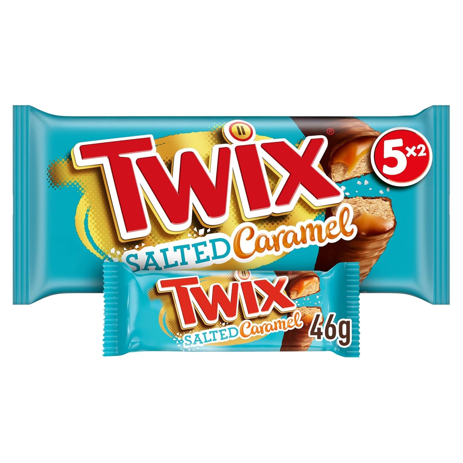 Barras de chocolate con caramelo salado Twix | Paquete de chocolate a granel | 30 barras dobles (30 x 46 g)