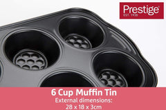 Prestige 48227 Aerolift Muffin Zinn, Acero al Carbono, Schwarz Moldes y bandejas para horno Naty Shop