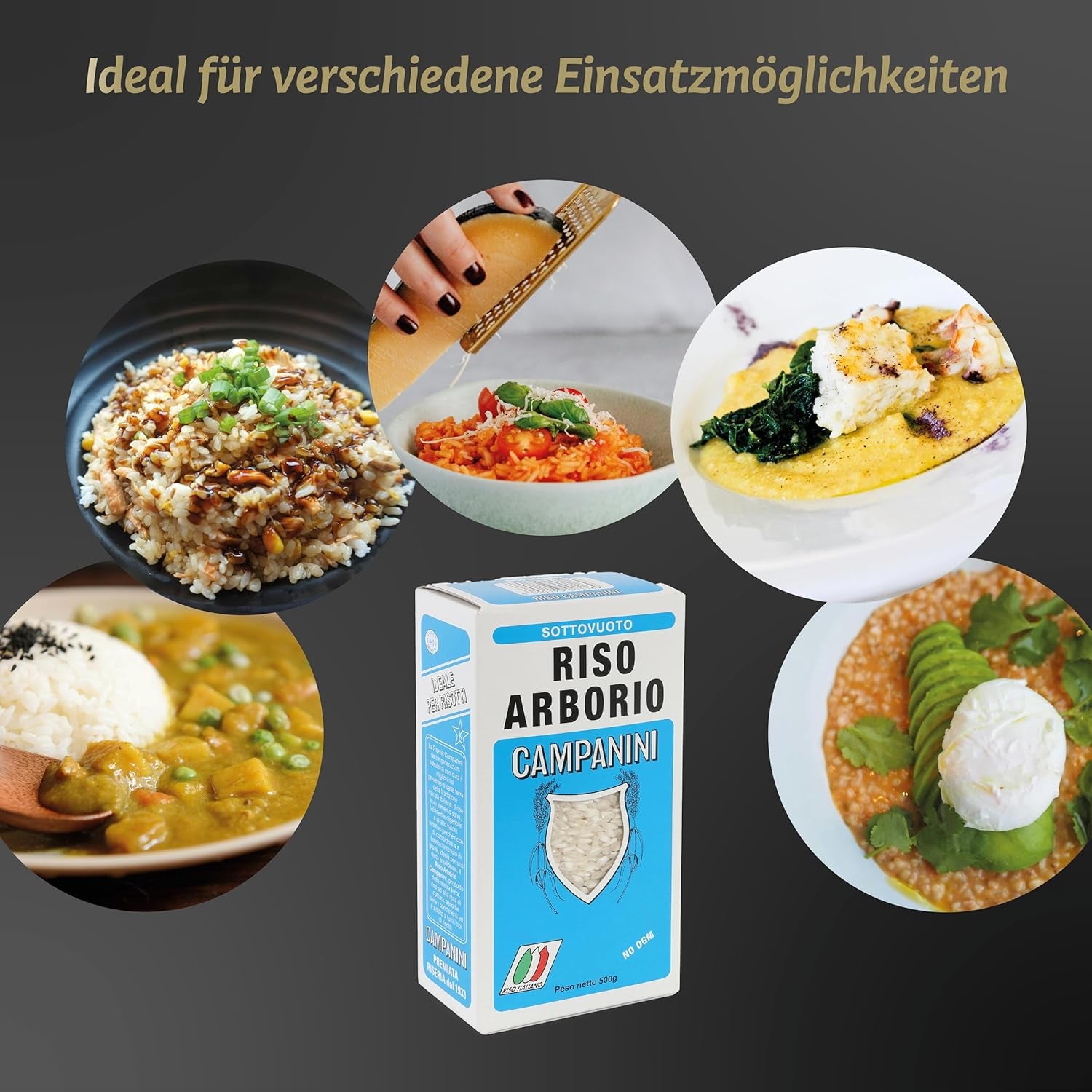 ‎Risera Campanini Arroz Risotto 500 g – Arroz Risotto Italiano, Arroz Riso Arborio, Risotto Cremoso