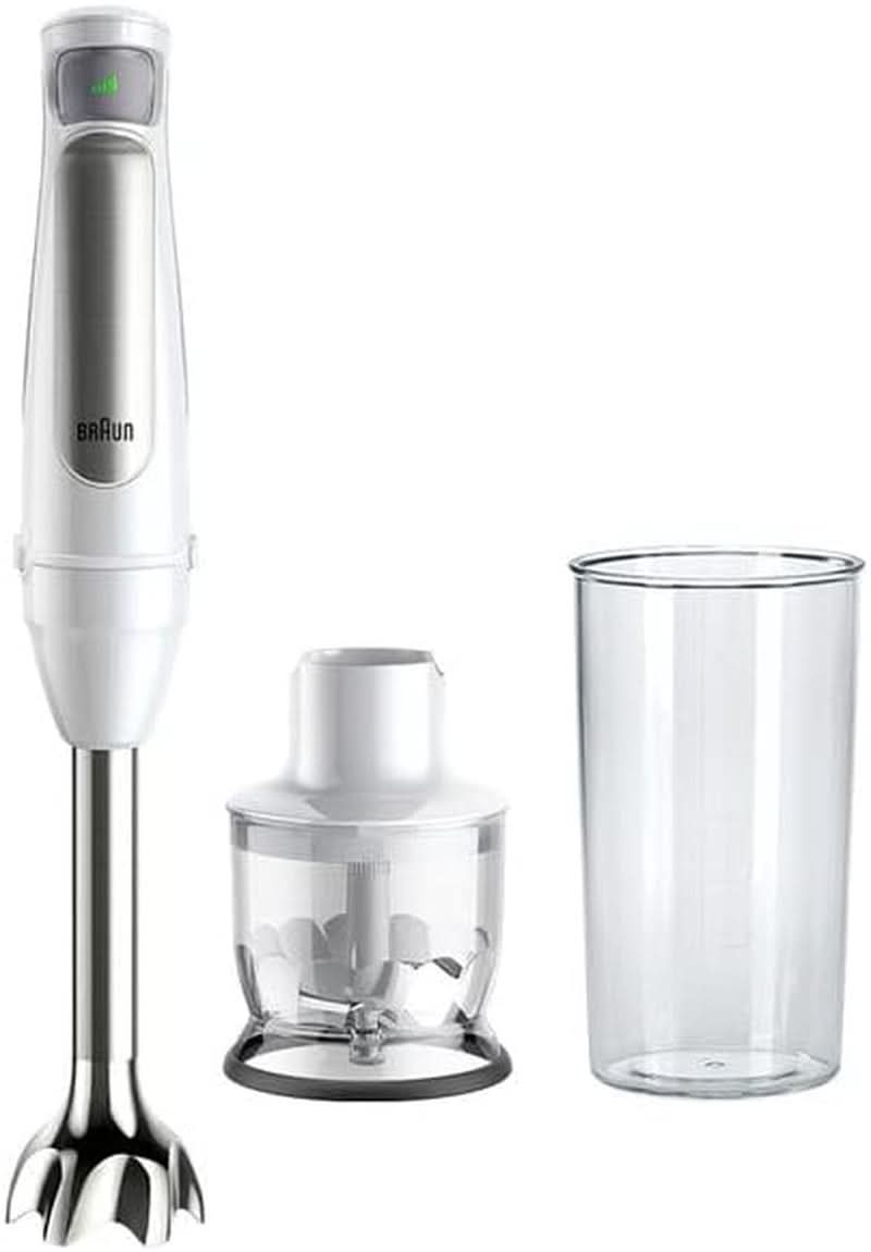 Braun Multiquick 7 MQ 7035X Stabmixer - Pürierstab Mit Abnehmbarem Edelstahl Mixfuß Mit Activeblade Technologie Zum Pürieren Der Härtesten Ingredient, Inkl. Juego de 3 piezas Zubehör, 1000 vatios, Schwarz Kitchen Naty Shop Weiß Zerkleinerer (350G)