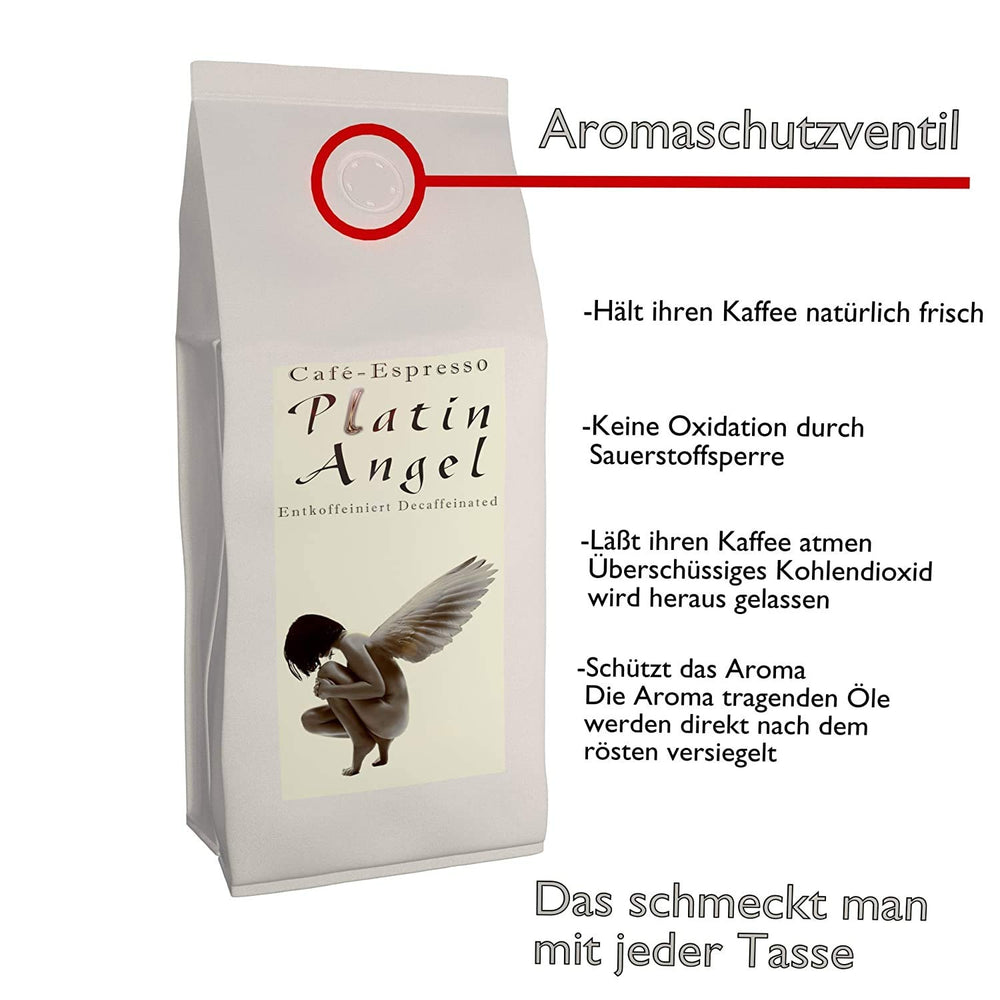 C&T Platin Angel Espresso Decaf 3 x 1000 g boabe întregi de cafea - decofeinizată - cafea premium fără cofeină din populara noastră serie Espresso Angel