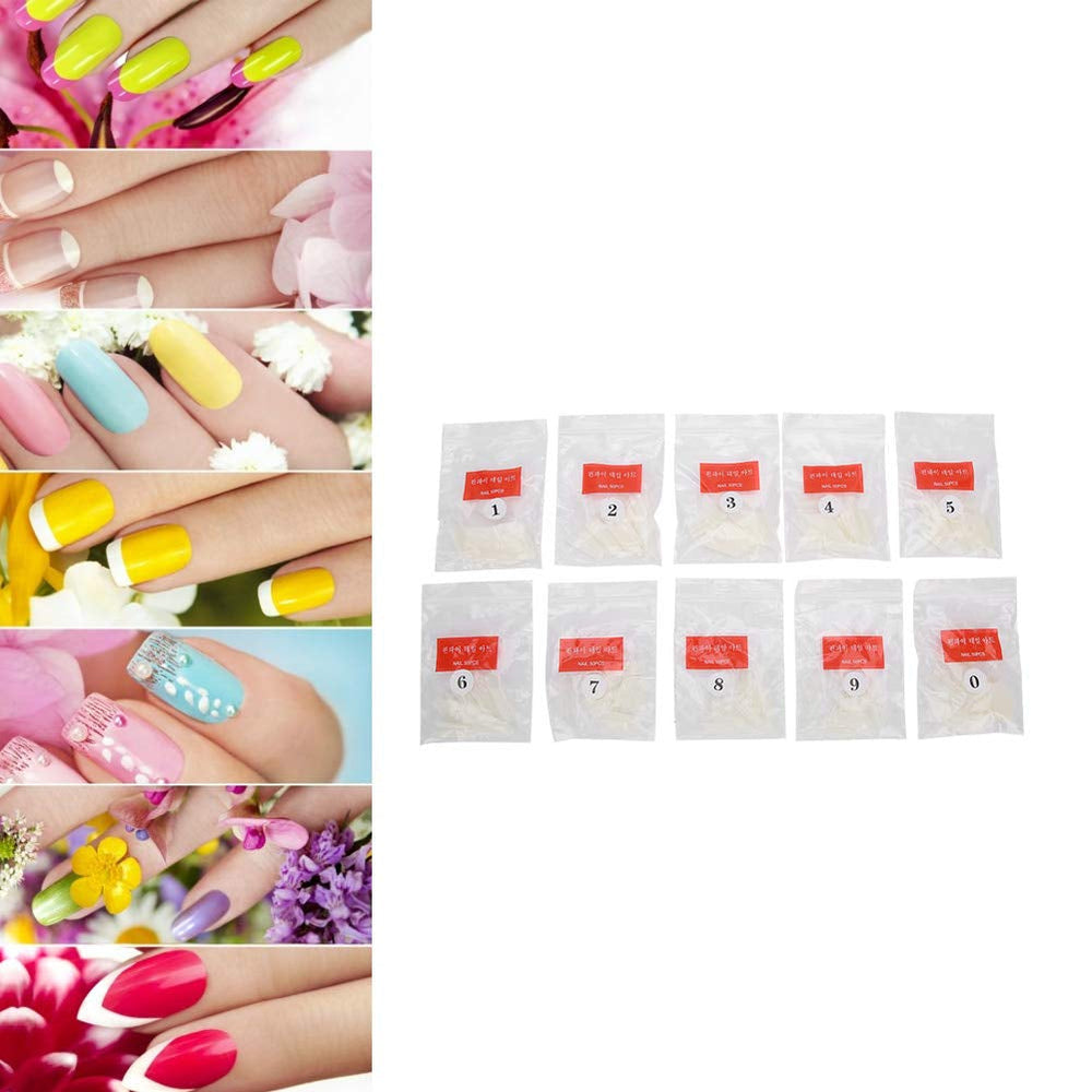500 de bucăți de vârfuri de unghii false, vârfuri de unghii naturale artificiale franceze pentru manichiură, L, unghii false DIY, gel UV oval, accesorii pentru unghii pentru femei și fete (culoare naturală)