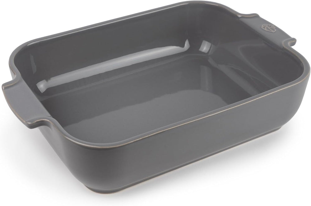 Peugeot Appolia Rechteckige Auflaufform Mit Griffen, Keramik, Schiefer / Grau, 7,2X31X21,7 Cm, Fassungsvermögen: Ca. 2 L, 60060 Moldes y bandejas para repostería Naty Shop Hellgrau
