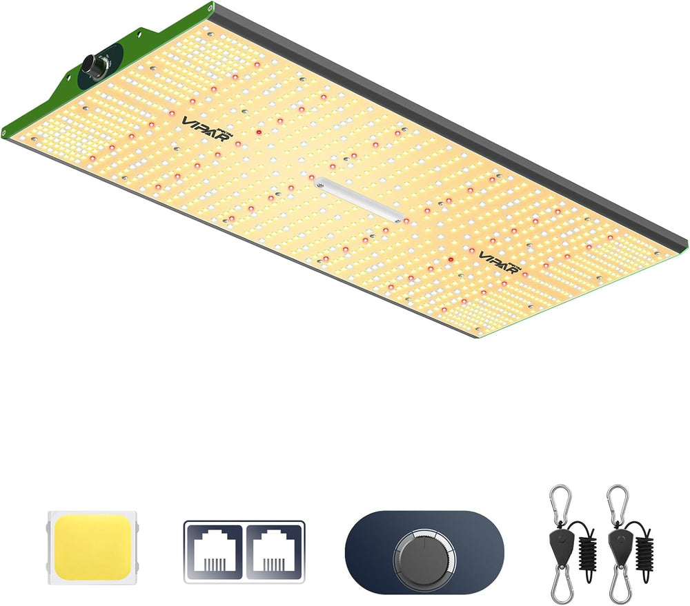 VIPARSPECTRA P1000 Luz de cultivo LED de espectro completo 2024 Luz de cultivo LED 0%-100% regulable para invernaderos Plantas de interior Plántulas Verduras Flores Tiendas de cultivo 60x60cm y 80x80cm