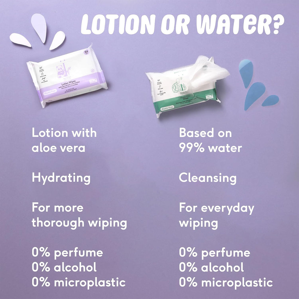 Naïf Toallitas para Bebé Sin Plástico 54 Piezas (1 Paquete x 54 Piezas) - Para Culito, Cuerpo y Cara del Bebé - Ingredientes Naturales