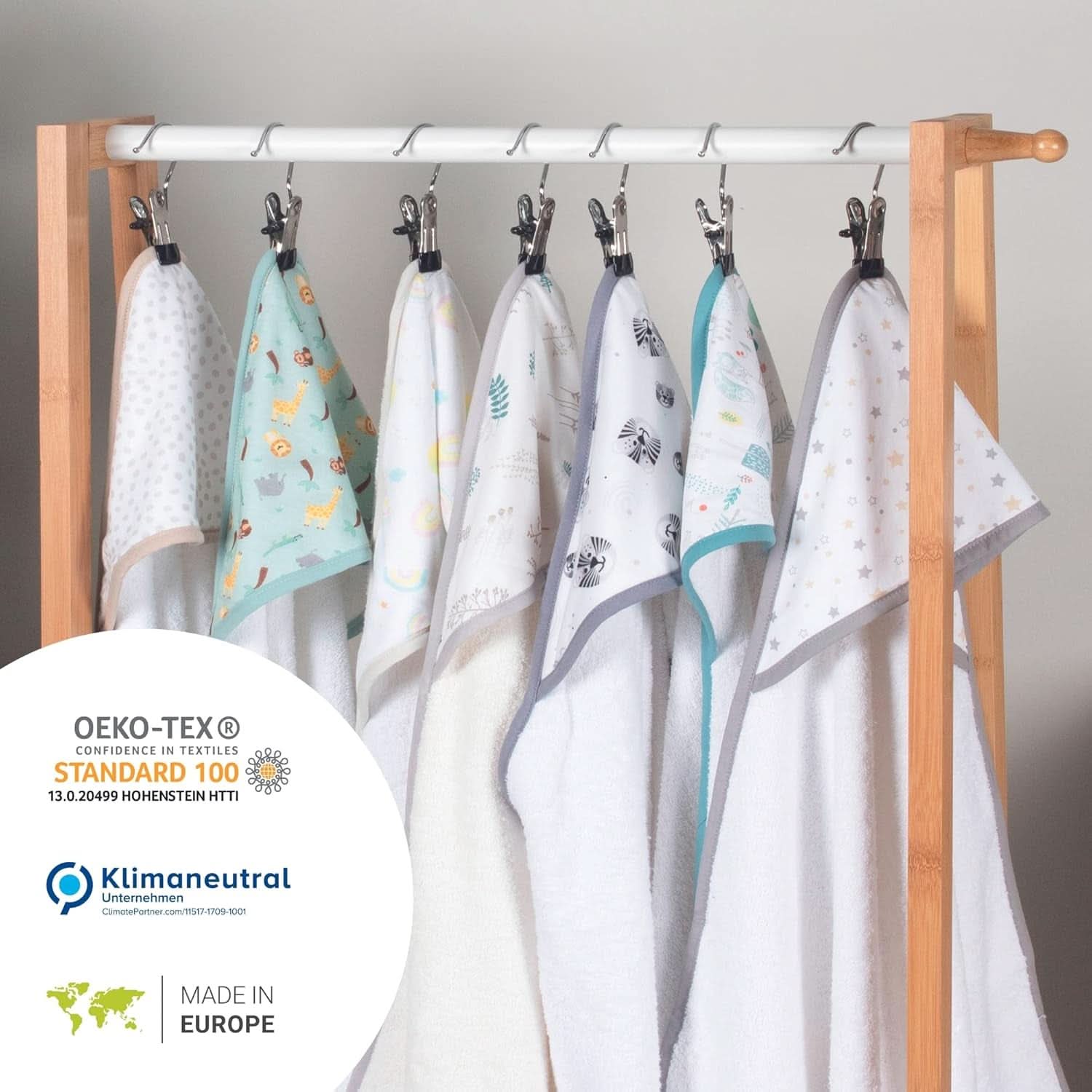 Toalla con capucha para niños | 75X75Cm | 100% algodón | Öko-TEX 100 | Proveedor #1 para clínicas | Tienda Unisex Madre e Niño Naty