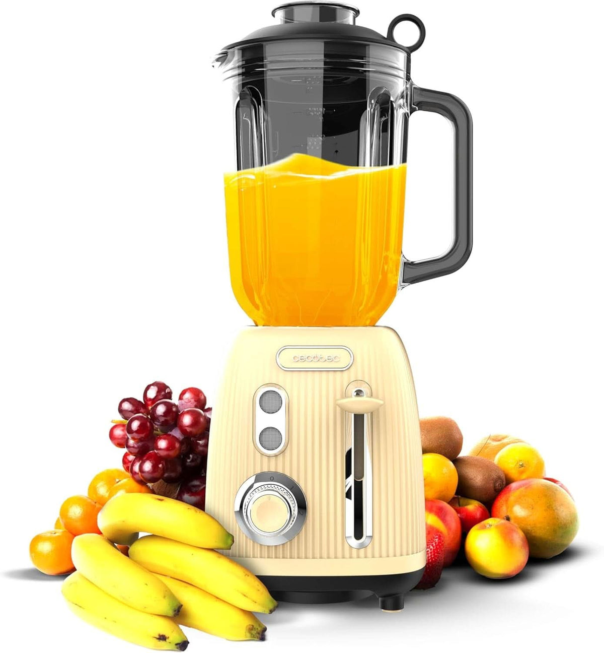 Cecotec Batidora amasadora Retro Power Negro Titanio Retroverde. 1200W Maximale Leistung, 2 Geschwindigkeiten, 4-Klingen-Messer Mit Schwarzer Titanbeschichtung Und 1.5L Krug, Vintage-Design in Grün Bucatarie Naty Shop Yellow