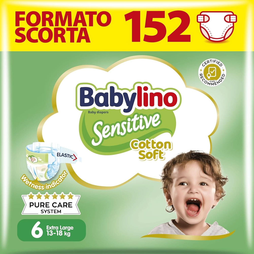 Babylino Pañales sensibles y delicados para niños, varias tallas Madre e Hijo Naty Shop Talla 6 (152 piezas)