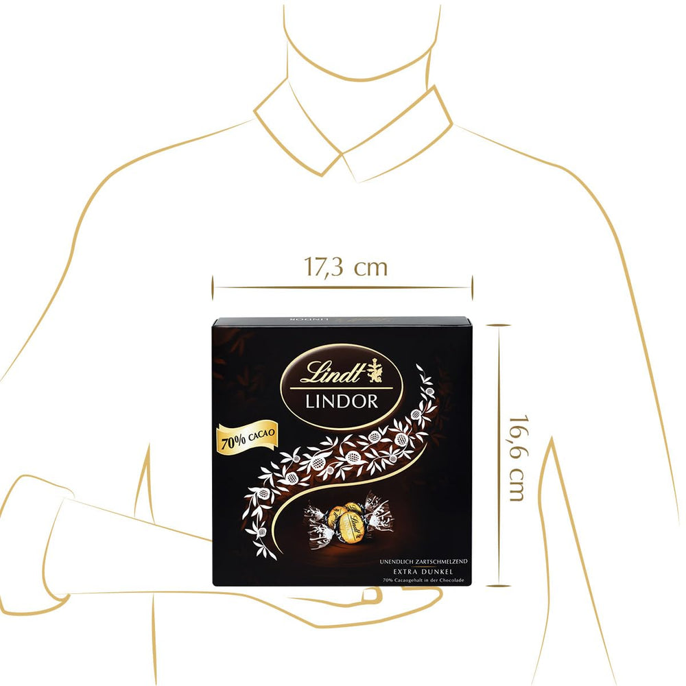 Caja de regalo LINDOR Extra Black 70% Cacao, chocolate de regalo, aprox. 15 trufas LINDOR, 186 g (paquete de 2)
