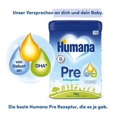 Humana Leche PRE Inicial, desde el nacimiento, leche en polvo para lactantes, sólo con DHA y lactosa, 750 g Naty Shop