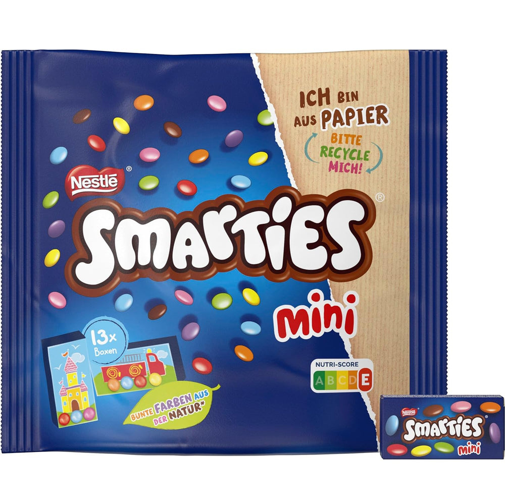 Nestlé SMARTIES Mini, lentejas pequeñas con chocolate con leche, envueltas individualmente, paquete de 16 (16 x 187 g)