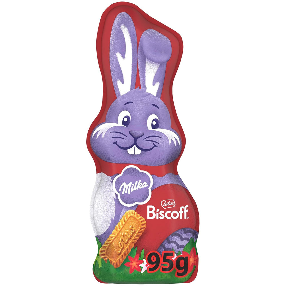 Milka Smiling Bunny Biscoff – delicado conejito de Pascua con chocolate y trozos de galletas Lotus Biscoff – 95g