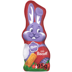 Milka Smiling Bunny Biscoff – delicado conejito de Pascua con chocolate y trozos de galletas Lotus Biscoff – 95g