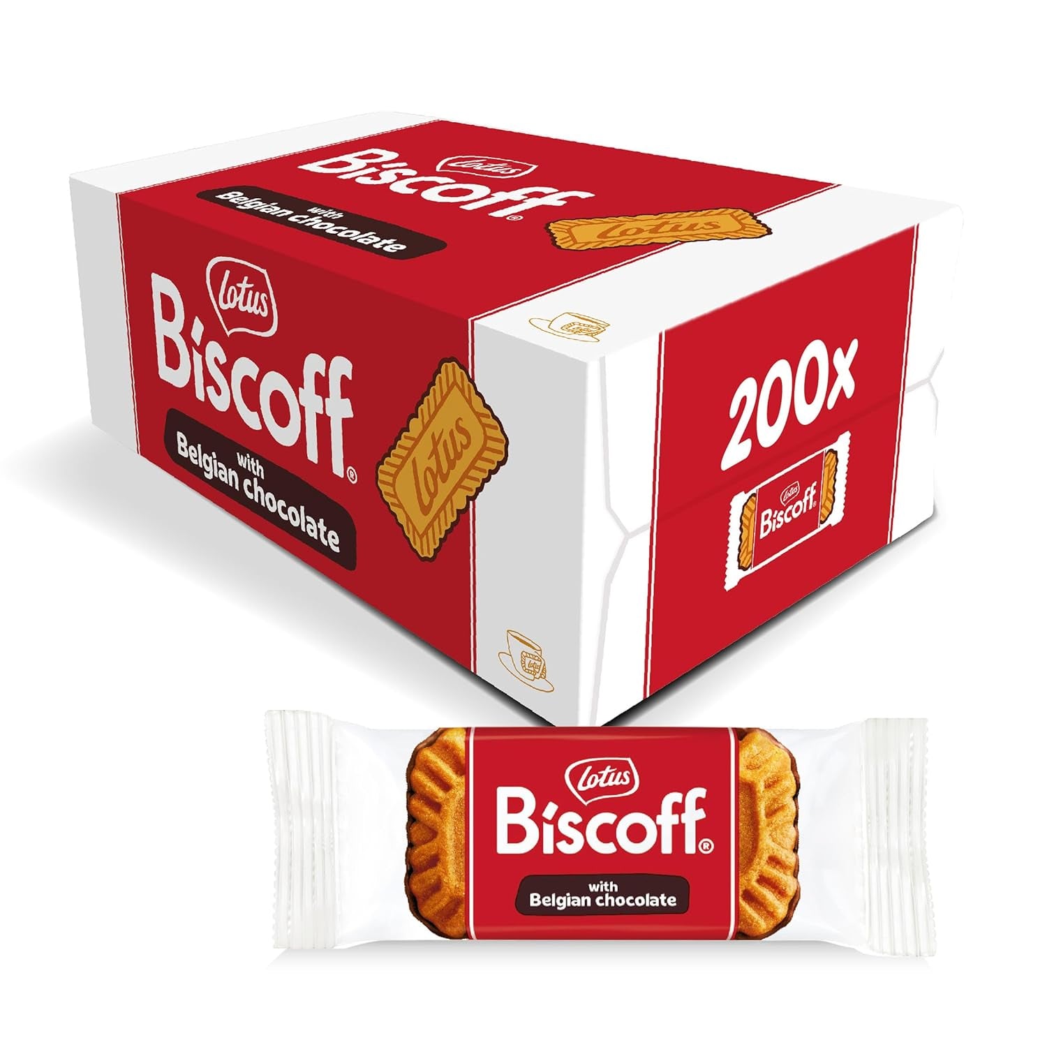Loto Biscoff | Galletas Caramelizadas Con Glaseado De Chocolate | 200 galletas envueltas individualmente | Sólo ingredientes naturales | Sin colorantes ni sabores artificiales | 200x1| 1,47 kilogramos