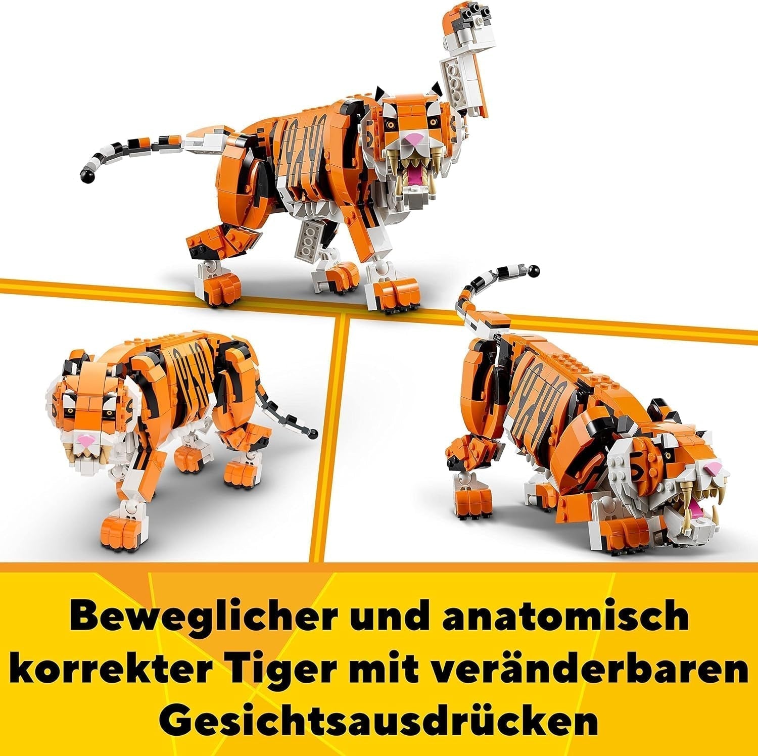 LEGO 31129 Creator Majestic Tigre, Panda o Pez Juego de figuras de animales 3 en 1 Juguete para niños Niños y niñas Juegos de construcción de juguetes de construcción de animales Besuche den LEGO-Store