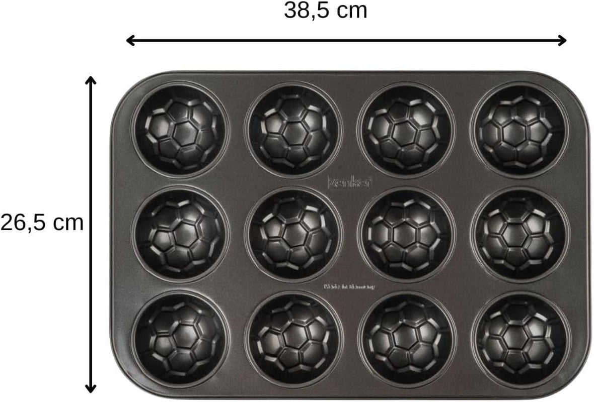 Zenker 12Er Muffinform – Muffinbackblech Für Muffins Und Cupcakes Aus Der Serie Soccer Baking– Hitzebeständiges 12Er Muffinblech Mit Antihaftbeschichtung, Schwarz Moldes y bandejas para hornear Naty Shop