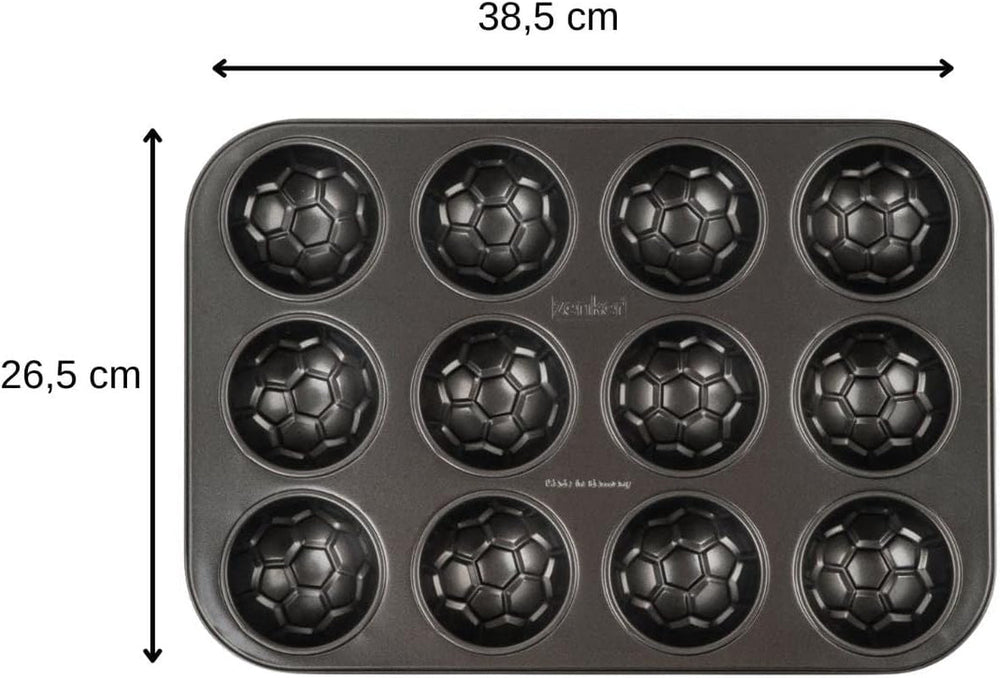Zenker 12Er Muffinform – Muffinbackblech Für Muffins Und Cupcakes Aus Der Serie Soccer Baking– Hitzebeständiges 12Er Muffinblech Mit Antihaftbeschichtung, Schwarz Moldes y bandejas para hornear Naty Shop