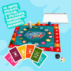 Noris 606062080 - Gegenteil Spiel (Brettspiel ab 10 Jahre) - kombinierbar mit dem Kartenspiel - verrücktes Konzentrationsspiel für Kinder und Erwachsene für 3-6 Spieler