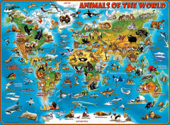 Ravensburger Puzzle pentru copii - 13257 Animale din jurul lumii - Puzzle Harta lumii pentru copii de la 9 ani, cu 300 de piese în format Xxl Puzzle Naty Shop
