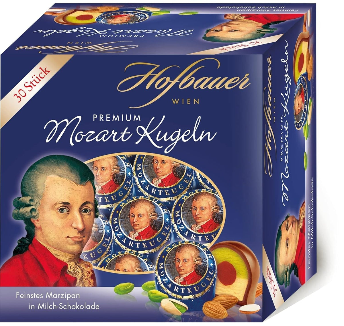 Hofbauer Bolas Mozart Viena, Chocolate con leche caja 600 gramos (30uds) Naty Shop Caja 30uds