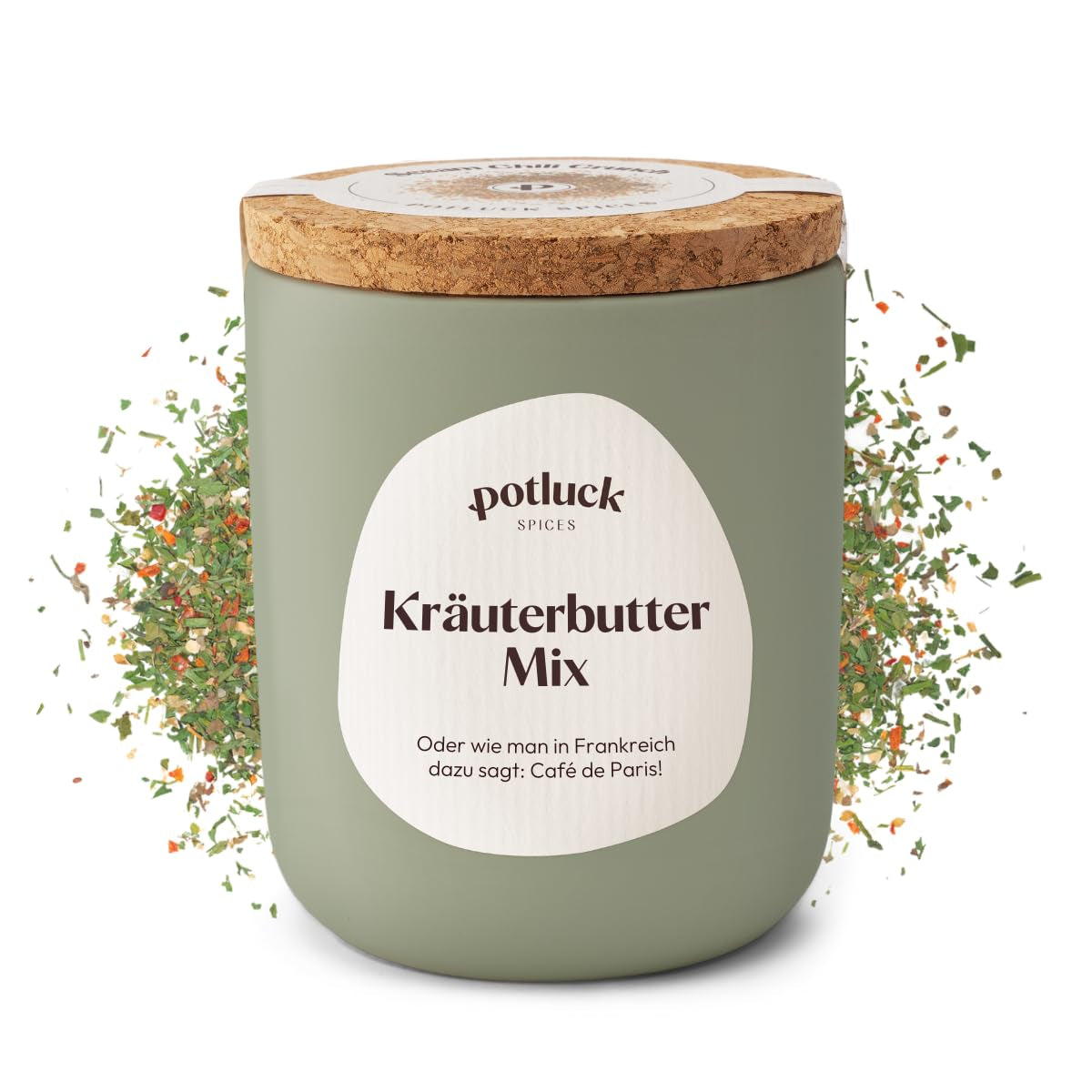 Comida compartida | Kräuterbutter-Gewürz | Würzmischung im Keramiktopf | 45g | Vegano, sin gluten y con ingredientes naturales